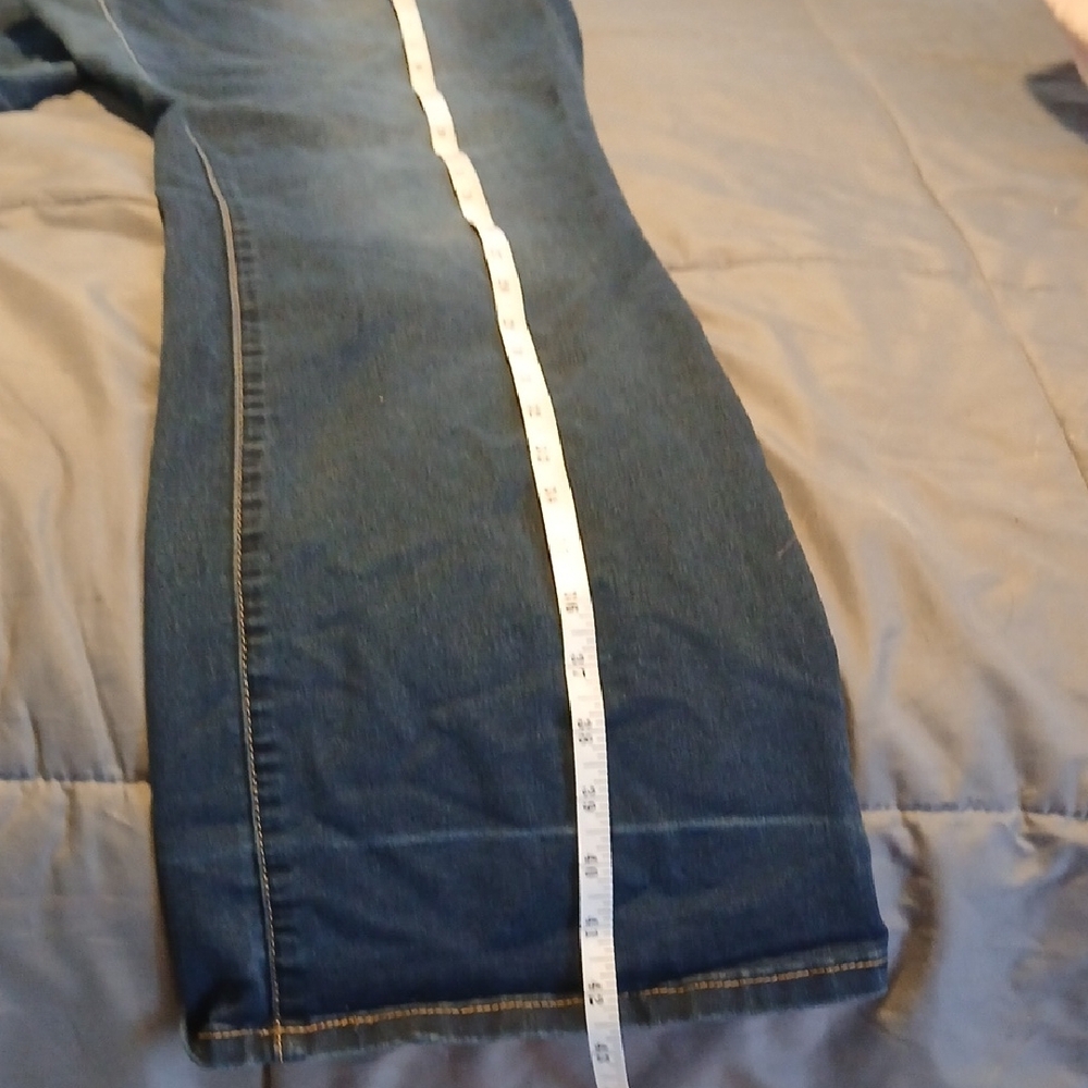 YMI Dark Blue Flare Jeans with Orange Accents - Picture 3 of 7